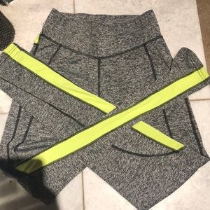 Grey/black and neon green leggings